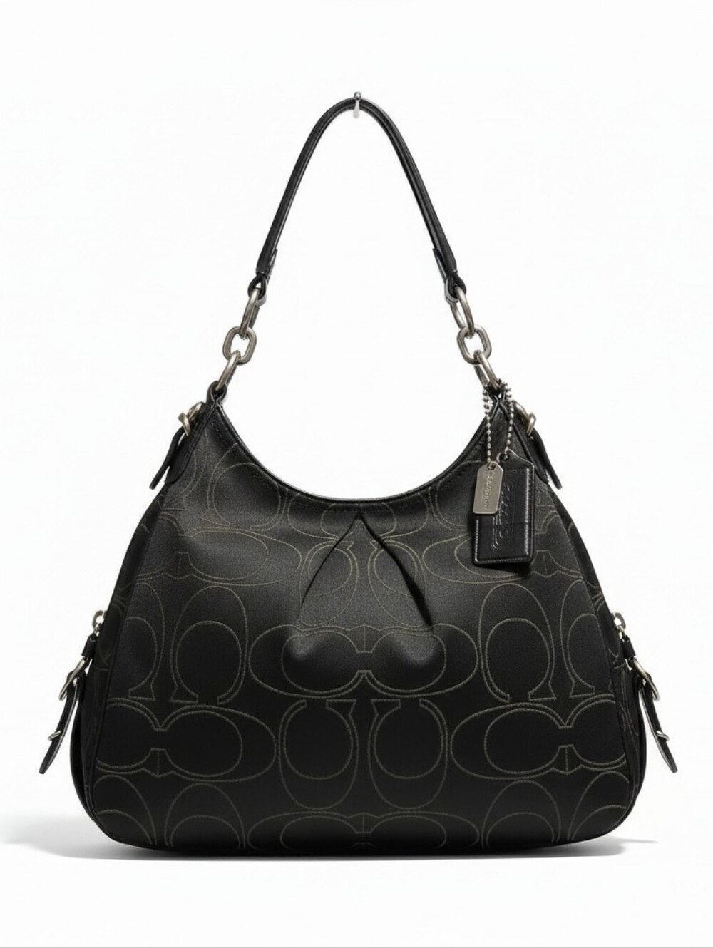 Coach Madison Maggie Jacquard & Leather Hobo Shoulder Bag Y2K Vintage
